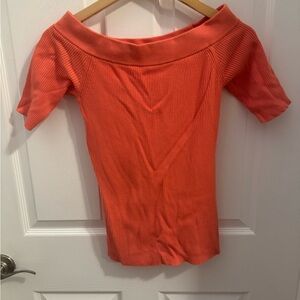 Anthropologie Bright Orange Off the shoulder Top, size small